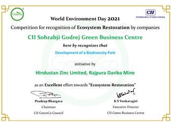 Hindustan Zinc wins four Awards during CII World Environment Day Competition 2021