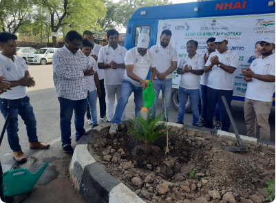 Plantation of saplings on National Highway from uchit  expressway